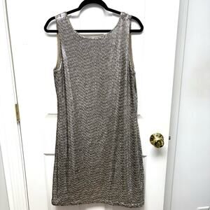WHBM Sequin Dress, Shift, Silver Sparkle Tank Dress, Holidays, Cocktail, Size L